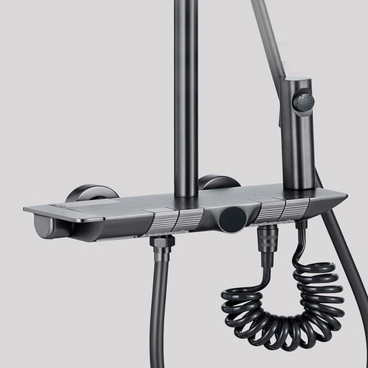 Modern Shower System Adjustable Shower Head Slide Bar Wall Mounted Shower Set Clearhalo 'Bathroom Remodel & Bathroom Fixtures' 'Home Improvement' 'home_improvement' 'home_improvement_shower_faucets' 'Shower Faucets & Systems' 'shower_faucets' 'Showers & Bathtubs Plumbing' 'Showers & Bathtubs' 6353587