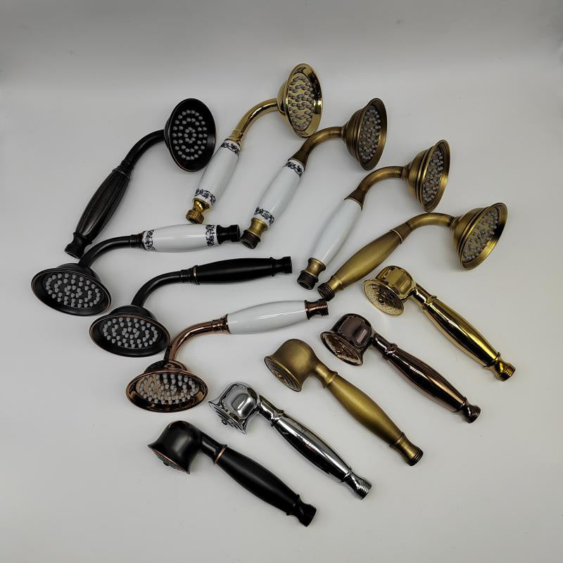 Traditional Handheld Shower Head with Hose Polished Brass Wall-Mount Showerhead Clearhalo 'Bathroom Remodel & Bathroom Fixtures' 'Home Improvement' 'home_improvement' 'home_improvement_shower_heads' 'Shower Heads' 'shower_heads' 'Showers & Bathtubs Plumbing' 'Showers & Bathtubs' 6353631