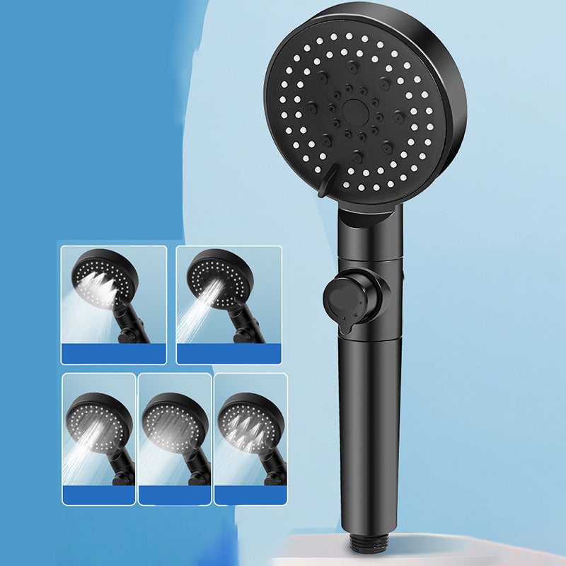 Round Handheld Shower Head Plastic Adjustable Spray Pattern Spray Head for Home Black Voltage Regulation Clearhalo 'Bathroom Remodel & Bathroom Fixtures' 'Home Improvement' 'home_improvement' 'home_improvement_shower_heads' 'Shower Heads' 'shower_heads' 'Showers & Bathtubs Plumbing' 'Showers & Bathtubs' 6353653