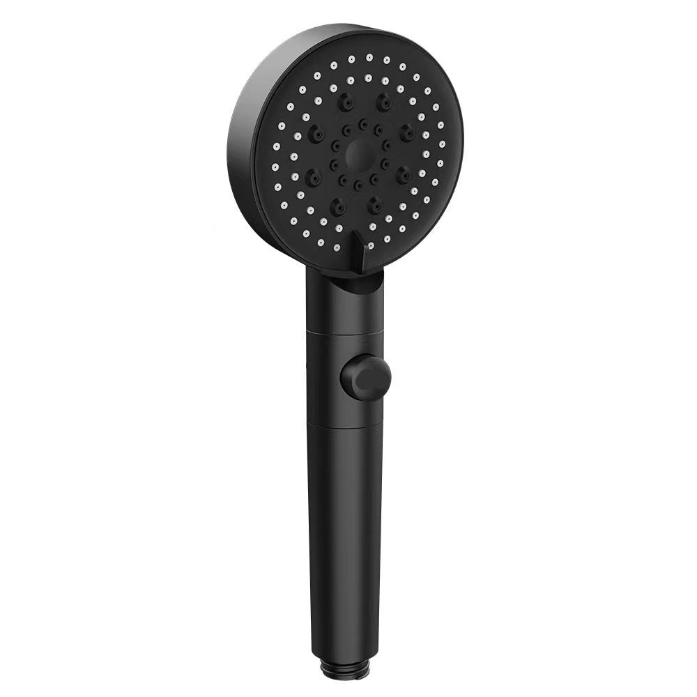 Round Handheld Shower Head Plastic Adjustable Spray Pattern Spray Head for Home Black Common Clearhalo 'Bathroom Remodel & Bathroom Fixtures' 'Home Improvement' 'home_improvement' 'home_improvement_shower_heads' 'Shower Heads' 'shower_heads' 'Showers & Bathtubs Plumbing' 'Showers & Bathtubs' 6353654