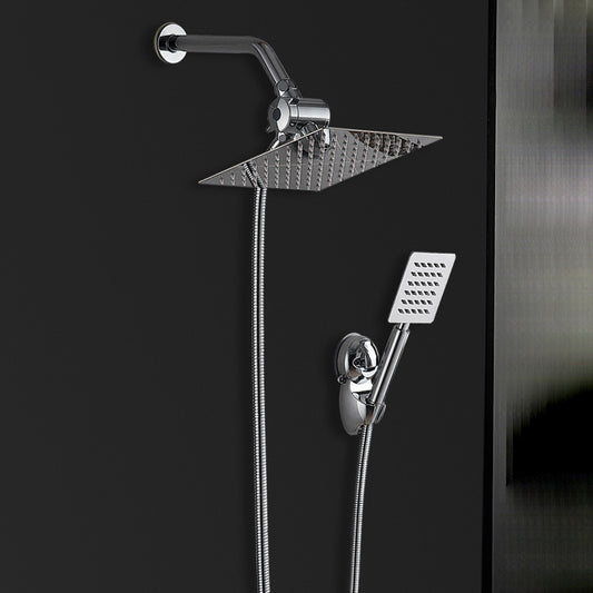Silver Square Dual Shower Head Modern Water Filtration Wall-Mount Showerhead Clearhalo 'Bathroom Remodel & Bathroom Fixtures' 'Home Improvement' 'home_improvement' 'home_improvement_shower_heads' 'Shower Heads' 'shower_heads' 'Showers & Bathtubs Plumbing' 'Showers & Bathtubs' 6354402