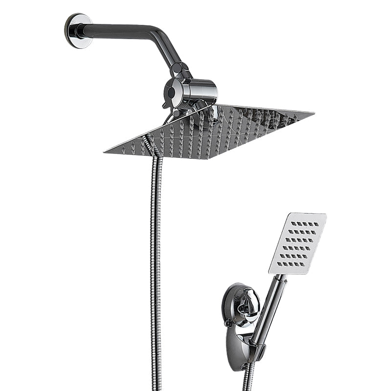 Silver Square Dual Shower Head Modern Water Filtration Wall-Mount Showerhead Clearhalo 'Bathroom Remodel & Bathroom Fixtures' 'Home Improvement' 'home_improvement' 'home_improvement_shower_heads' 'Shower Heads' 'shower_heads' 'Showers & Bathtubs Plumbing' 'Showers & Bathtubs' 6354407