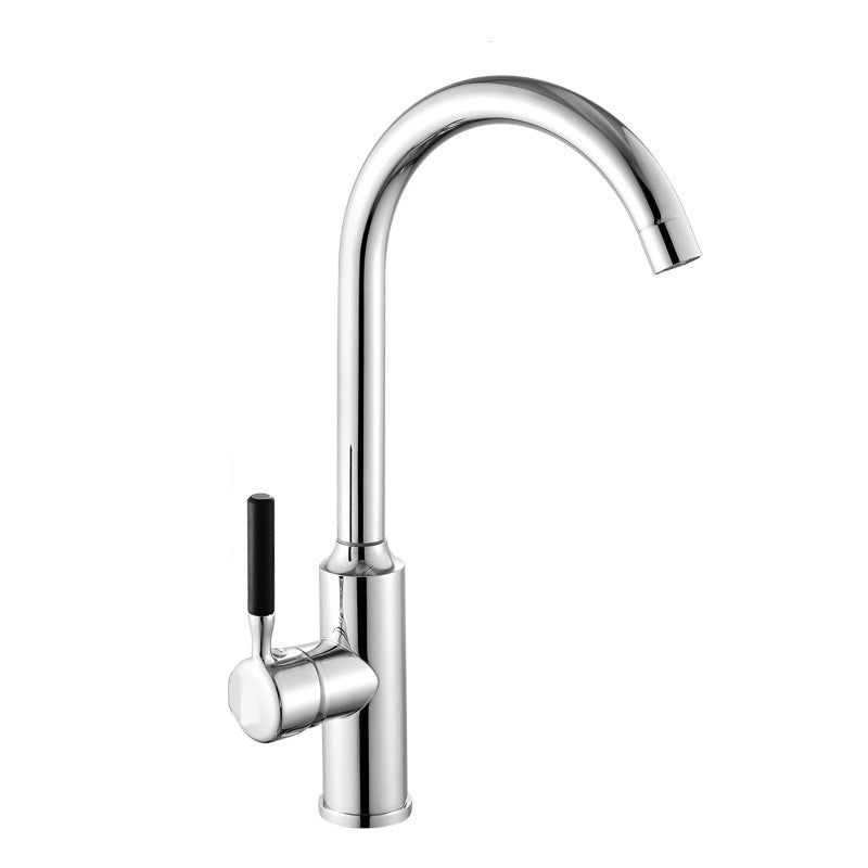 Modern Kitchen Bar Faucet 304 Stainless Steel Lever Handles High Arch Kitchen Faucet Black-Silver Clearhalo 'Home Improvement' 'home_improvement' 'home_improvement_kitchen_faucets' 'Kitchen Faucets' 'Kitchen Remodel & Kitchen Fixtures' 'Kitchen Sinks & Faucet Components' 'kitchen_faucets' 6354444