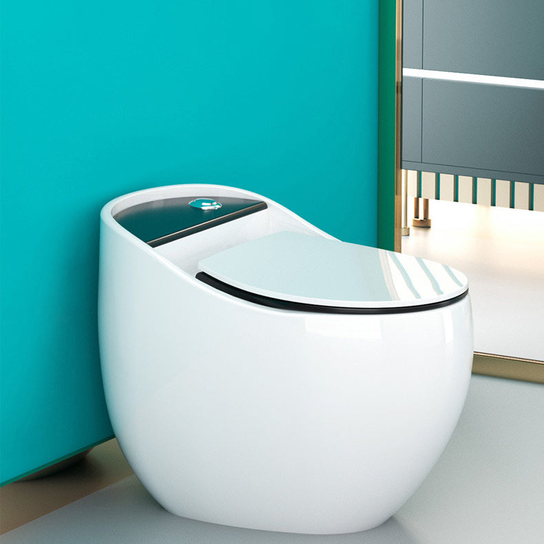 1-Piece Round Flush Toilet 0.8/1.28 GPF Ceramic Toilet Bowl for Bathroom Black/ White 12" Clearhalo 'Bathroom Remodel & Bathroom Fixtures' 'Home Improvement' 'home_improvement' 'home_improvement_toilets' 'Toilets & Bidets' 'Toilets' 6355937
