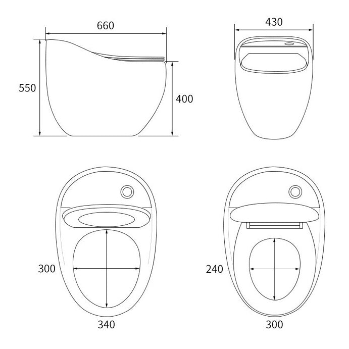 1-Piece Round Flush Toilet 0.8/1.28 GPF Ceramic Toilet Bowl for Bathroom Clearhalo 'Bathroom Remodel & Bathroom Fixtures' 'Home Improvement' 'home_improvement' 'home_improvement_toilets' 'Toilets & Bidets' 'Toilets' 6355952