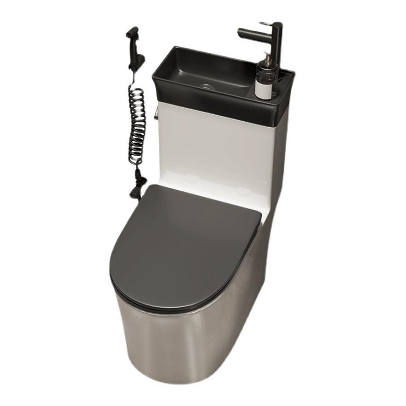 1-Piece Elongated Flush Toilet Ceramic Toilet Bowl with Wash Basin Clearhalo 'Bathroom Remodel & Bathroom Fixtures' 'Home Improvement' 'home_improvement' 'home_improvement_toilets' 'Toilets & Bidets' 'Toilets' 6355961
