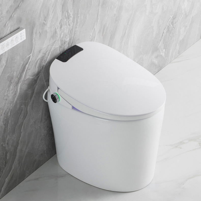 Modern Floor Mount Toilet Bowl Siphon Ceramic Toilet with Seat for Bathroom Manual Lid (Standard) 12" Clearhalo 'Bathroom Remodel & Bathroom Fixtures' 'Home Improvement' 'home_improvement' 'home_improvement_toilets' 'Toilets & Bidets' 'Toilets' 6356043