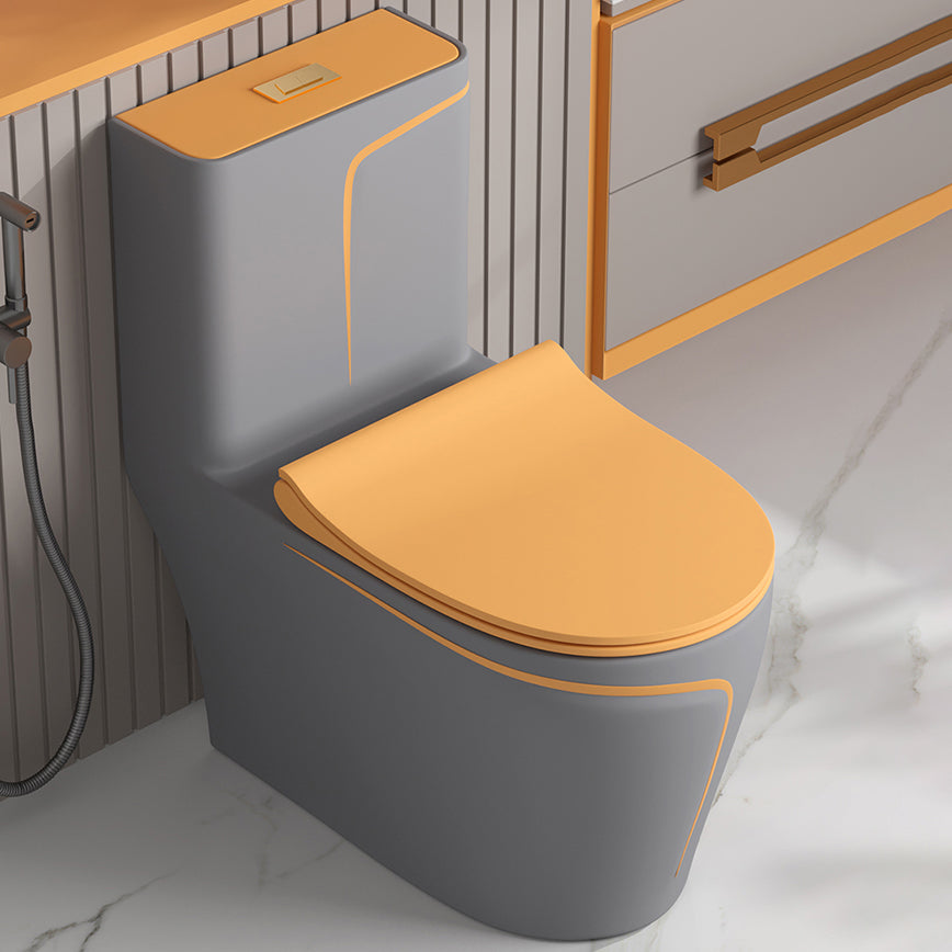 Traditional Floor Mount Toilet Bowl One-Piece Toilet with Slow Close Seat 15"L x 27"W x 30"H Gray Orange 16" Clearhalo 'Bathroom Remodel & Bathroom Fixtures' 'Home Improvement' 'home_improvement' 'home_improvement_toilets' 'Toilets & Bidets' 'Toilets' 6356086