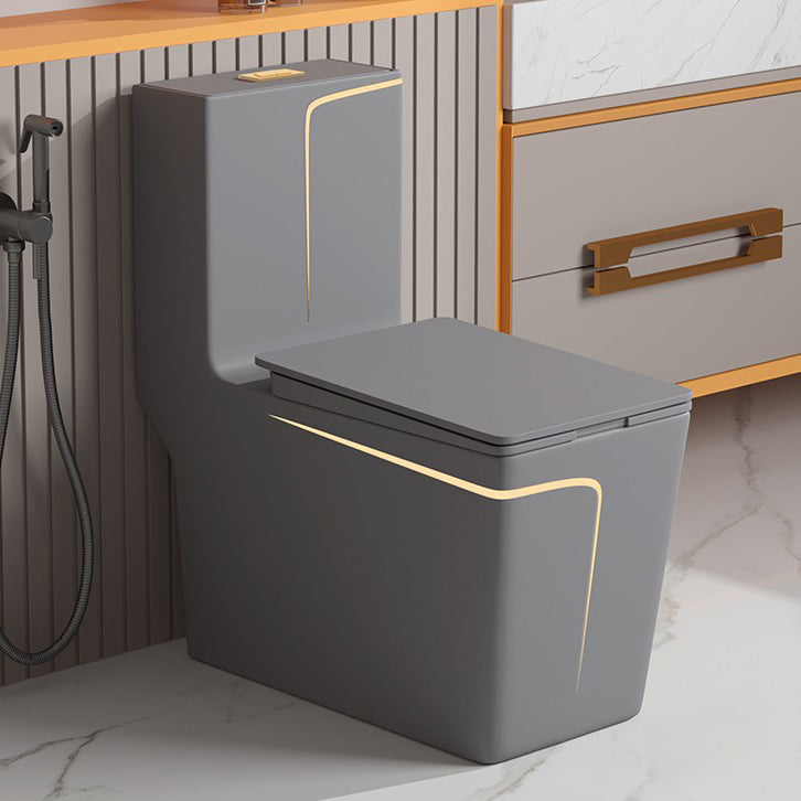 Traditional Floor Mount Toilet Bowl One-Piece Toilet with Slow Close Seat 13"L x 27"W x 30"H Grey Gold Clearhalo 'Bathroom Remodel & Bathroom Fixtures' 'Home Improvement' 'home_improvement' 'home_improvement_toilets' 'Toilets & Bidets' 'Toilets' 6356087