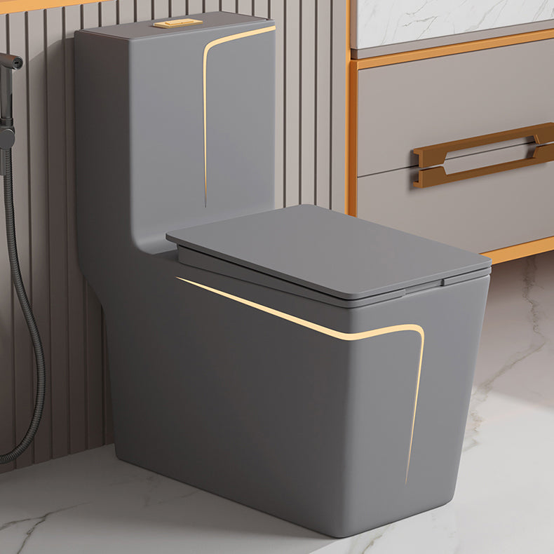 Traditional Floor Mount Toilet Bowl One-Piece Toilet with Slow Close Seat Grey Gold 14" Clearhalo 'Bathroom Remodel & Bathroom Fixtures' 'Home Improvement' 'home_improvement' 'home_improvement_toilets' 'Toilets & Bidets' 'Toilets' 6356088