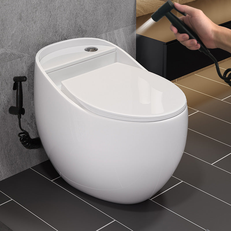 Siphon Jet Porcelain Toilet One Piece Toilet Floor Mounted Urine Toilet White Toilet with Sprayer Clearhalo 'Bathroom Remodel & Bathroom Fixtures' 'Home Improvement' 'home_improvement' 'home_improvement_toilets' 'Toilets & Bidets' 'Toilets' 6356114