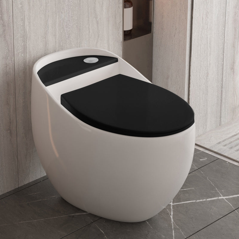 Siphon Jet Porcelain Toilet One Piece Toilet Floor Mounted Toilet Bowl White/ Black Toilet Only 16" Clearhalo 'Bathroom Remodel & Bathroom Fixtures' 'Home Improvement' 'home_improvement' 'home_improvement_toilets' 'Toilets & Bidets' 'Toilets' 6356137