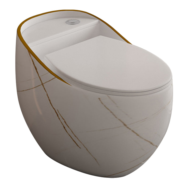 Siphon Jet Porcelain Toilet One Piece Toilet Floor Mounted Toilet Bowl White/ Gold Toilet Only Clearhalo 'Bathroom Remodel & Bathroom Fixtures' 'Home Improvement' 'home_improvement' 'home_improvement_toilets' 'Toilets & Bidets' 'Toilets' 6356141