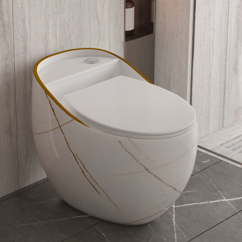 Siphon Jet Porcelain Toilet One Piece Toilet Floor Mounted Toilet Bowl White/ Gold Toilet Only 14" Clearhalo 'Bathroom Remodel & Bathroom Fixtures' 'Home Improvement' 'home_improvement' 'home_improvement_toilets' 'Toilets & Bidets' 'Toilets' 6356142