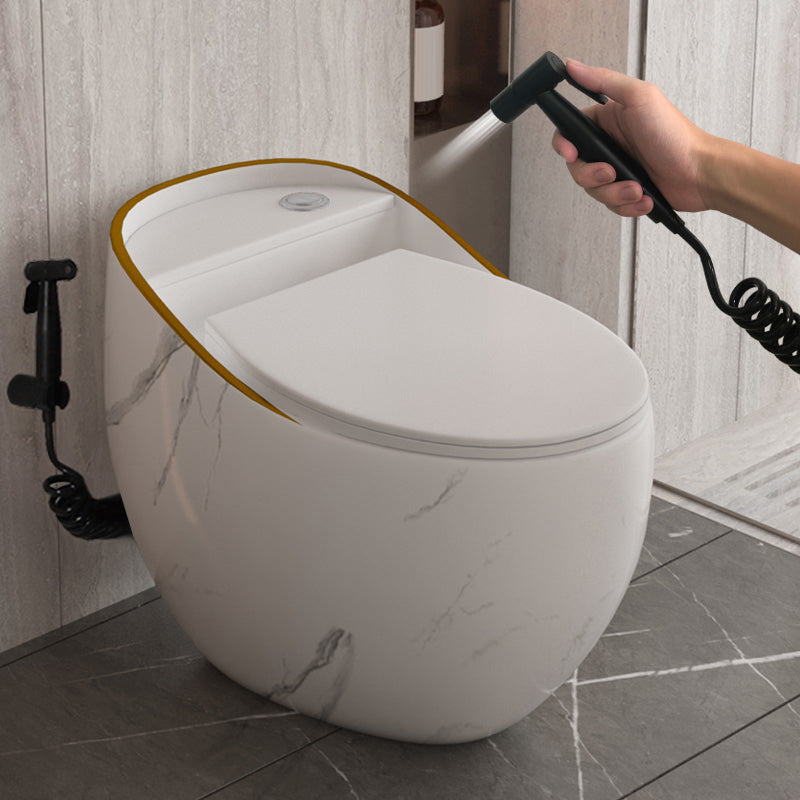 Siphon Jet Porcelain Toilet One Piece Toilet Floor Mounted Toilet Bowl White Toilet with Sprayer Clearhalo 'Bathroom Remodel & Bathroom Fixtures' 'Home Improvement' 'home_improvement' 'home_improvement_toilets' 'Toilets & Bidets' 'Toilets' 6356144