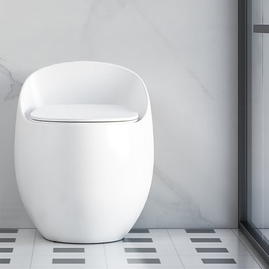 Modern Seat Included One Piece Toilet Round Floor Mounted Toilet Bowl for Washroom Clearhalo 'Bathroom Remodel & Bathroom Fixtures' 'Home Improvement' 'home_improvement' 'home_improvement_toilets' 'Toilets & Bidets' 'Toilets' 6356184