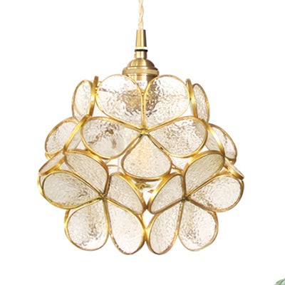 1 Light Flower Hanging Ceiling Light Tiffany Style Blue/Clear/Pink Stainless Glass Suspension Pendant Light Clearhalo 'Ceiling Lights' 'Chandeliers' 'Industrial' 'Middle Century Pendants' 'Pendant Lights' 'Pendants' 'Tiffany close to ceiling' 'Tiffany Pendants' 'Tiffany' Lighting' 63616