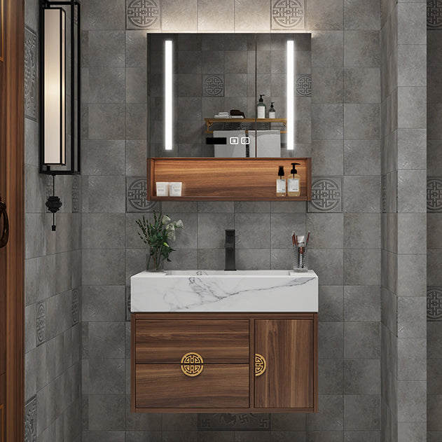 Modern Farmhouse Sink Cabinet Carrara Marble with Soft Close Door Bathroom Vanity Set Vanity & Faucet & Mirror Cabinet Clearhalo 'Bathroom Remodel & Bathroom Fixtures' 'Bathroom Vanities' 'bathroom_vanities' 'Home Improvement' 'home_improvement' 'home_improvement_bathroom_vanities' 6365246