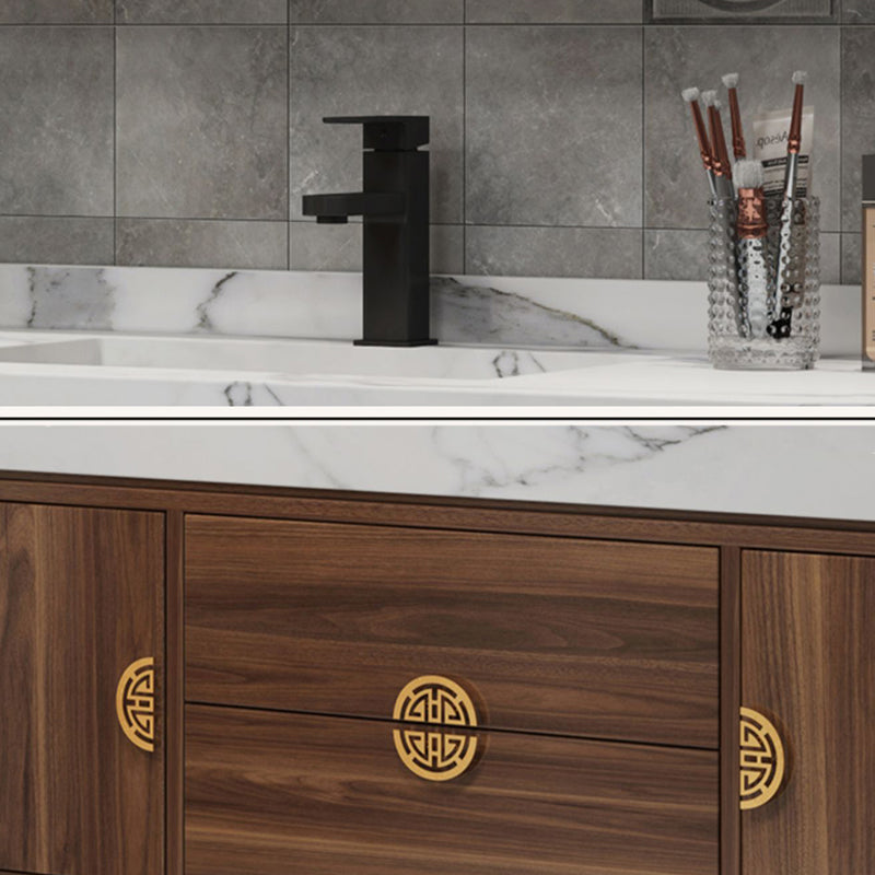 Modern Farmhouse Sink Cabinet Carrara Marble with Soft Close Door Bathroom Vanity Set Clearhalo 'Bathroom Remodel & Bathroom Fixtures' 'Bathroom Vanities' 'bathroom_vanities' 'Home Improvement' 'home_improvement' 'home_improvement_bathroom_vanities' 6365253