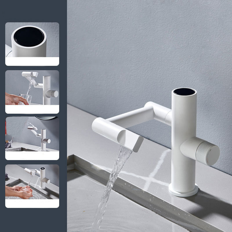 Contemporary Pull down Single Rotary Switch Kitchen Faucet Low Profile Faucet White Clearhalo 'Home Improvement' 'home_improvement' 'home_improvement_kitchen_faucets' 'Kitchen Faucets' 'Kitchen Remodel & Kitchen Fixtures' 'Kitchen Sinks & Faucet Components' 'kitchen_faucets' 6365635
