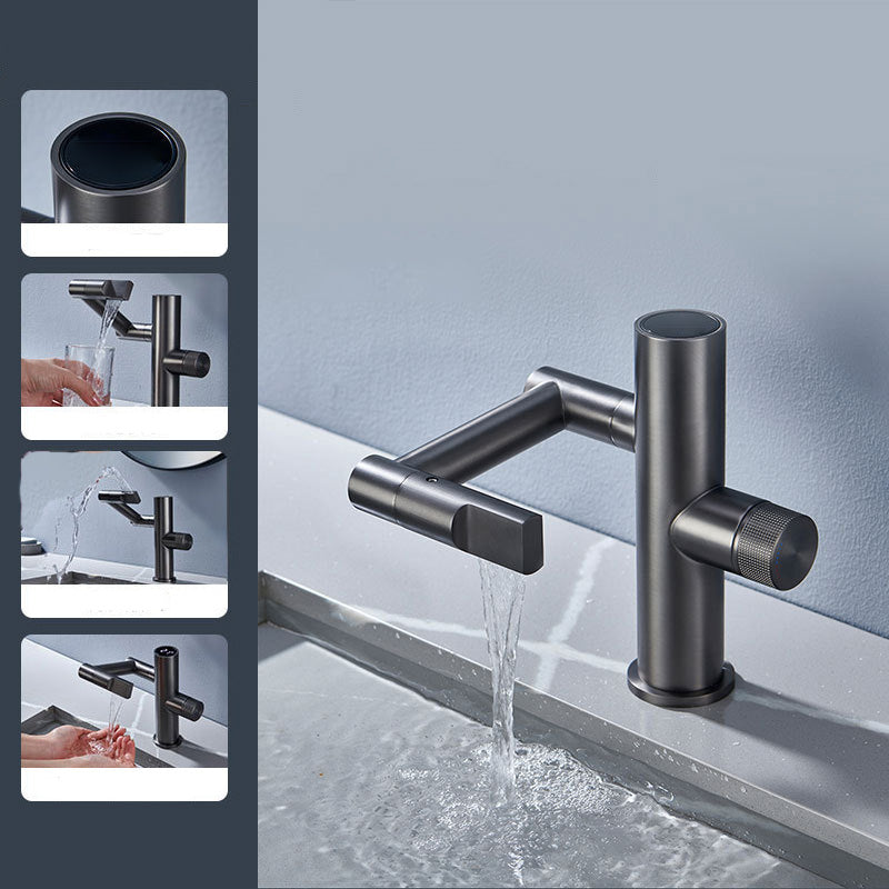 Contemporary Pull down Single Rotary Switch Kitchen Faucet Low Profile Faucet Grey Clearhalo 'Home Improvement' 'home_improvement' 'home_improvement_kitchen_faucets' 'Kitchen Faucets' 'Kitchen Remodel & Kitchen Fixtures' 'Kitchen Sinks & Faucet Components' 'kitchen_faucets' 6365636
