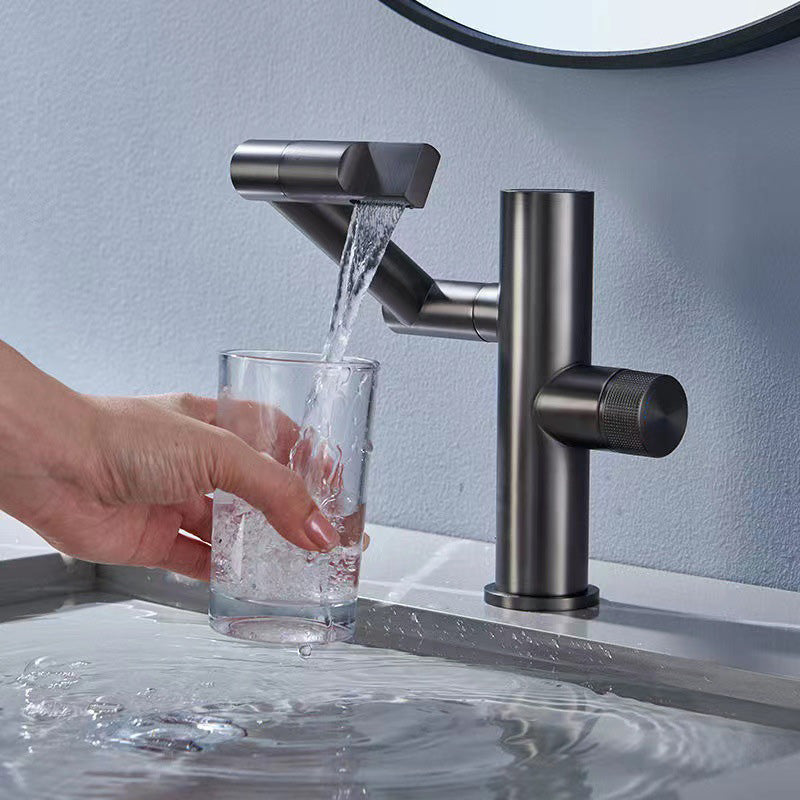 Contemporary Pull down Single Rotary Switch Kitchen Faucet Low Profile Faucet Clearhalo 'Home Improvement' 'home_improvement' 'home_improvement_kitchen_faucets' 'Kitchen Faucets' 'Kitchen Remodel & Kitchen Fixtures' 'Kitchen Sinks & Faucet Components' 'kitchen_faucets' 6365640