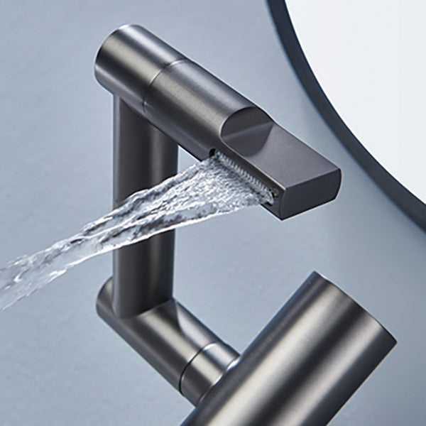 Contemporary Pull down Single Rotary Switch Kitchen Faucet Low Profile Faucet Clearhalo 'Home Improvement' 'home_improvement' 'home_improvement_kitchen_faucets' 'Kitchen Faucets' 'Kitchen Remodel & Kitchen Fixtures' 'Kitchen Sinks & Faucet Components' 'kitchen_faucets' 6365646
