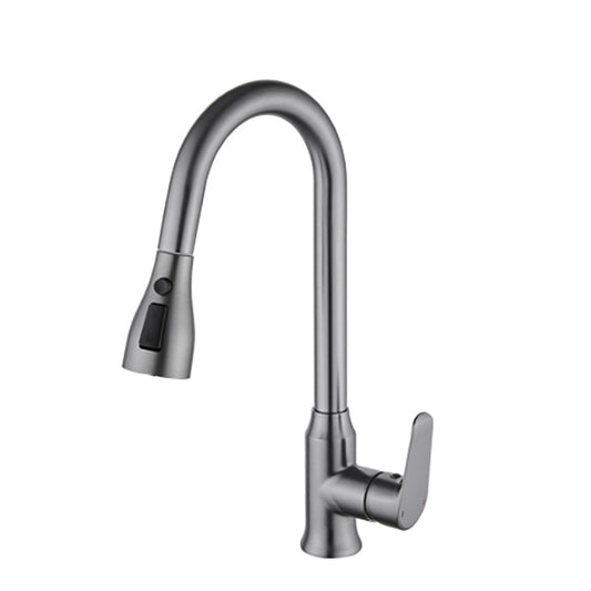 Modern Copper Kitchen Sink Faucet Single Handle High Arc Retractable Kitchen Faucet Clearhalo 'Home Improvement' 'home_improvement' 'home_improvement_kitchen_faucets' 'Kitchen Faucets' 'Kitchen Remodel & Kitchen Fixtures' 'Kitchen Sinks & Faucet Components' 'kitchen_faucets' 6365658