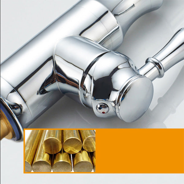 Modern Copper Kitchen Sink Faucet Single Handle High Arc Retractable Kitchen Faucet Clearhalo 'Home Improvement' 'home_improvement' 'home_improvement_kitchen_faucets' 'Kitchen Faucets' 'Kitchen Remodel & Kitchen Fixtures' 'Kitchen Sinks & Faucet Components' 'kitchen_faucets' 6365664