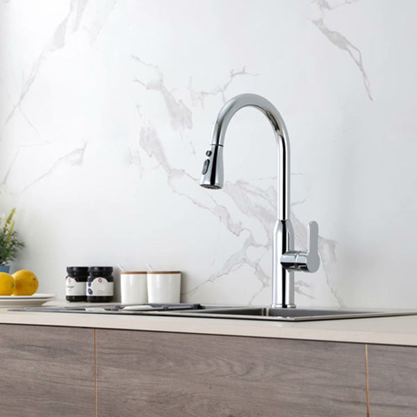 Modern Copper Kitchen Sink Faucet Single Handle High Arc Retractable Kitchen Faucet Clearhalo 'Home Improvement' 'home_improvement' 'home_improvement_kitchen_faucets' 'Kitchen Faucets' 'Kitchen Remodel & Kitchen Fixtures' 'Kitchen Sinks & Faucet Components' 'kitchen_faucets' 6365666