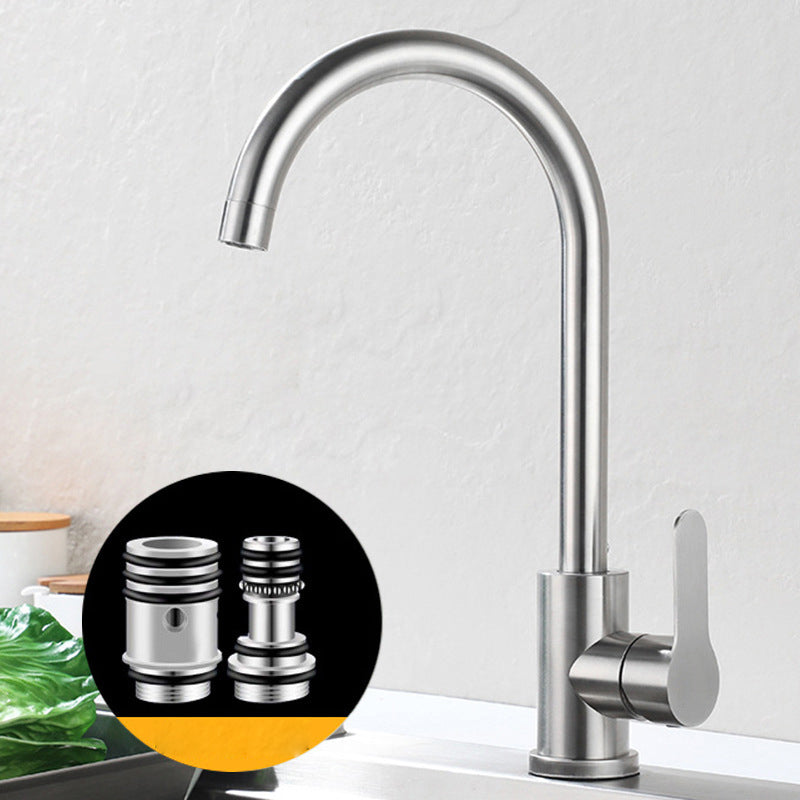 Modern 1-Handle Faucet 1-Hole Gooseneck Stainless Steel Touchless Faucet Clearhalo 'Home Improvement' 'home_improvement' 'home_improvement_kitchen_faucets' 'Kitchen Faucets' 'Kitchen Remodel & Kitchen Fixtures' 'Kitchen Sinks & Faucet Components' 'kitchen_faucets' 6365701