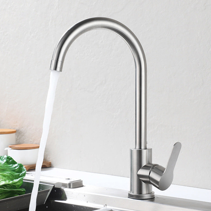 Modern 1-Handle Faucet 1-Hole Gooseneck Stainless Steel Touchless Faucet Clearhalo 'Home Improvement' 'home_improvement' 'home_improvement_kitchen_faucets' 'Kitchen Faucets' 'Kitchen Remodel & Kitchen Fixtures' 'Kitchen Sinks & Faucet Components' 'kitchen_faucets' 6365704
