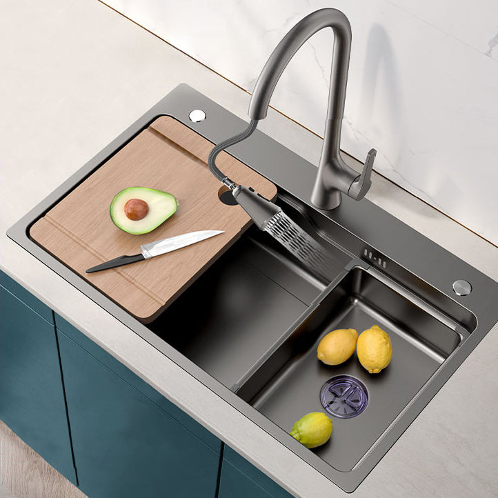 Classic Kitchen Sink Stainless Steel Friction Resistant Kitchen Sink with Faucet Clearhalo 'Home Improvement' 'home_improvement' 'home_improvement_kitchen_sinks' 'Kitchen Remodel & Kitchen Fixtures' 'Kitchen Sinks & Faucet Components' 'Kitchen Sinks' 'kitchen_sinks' 6365814