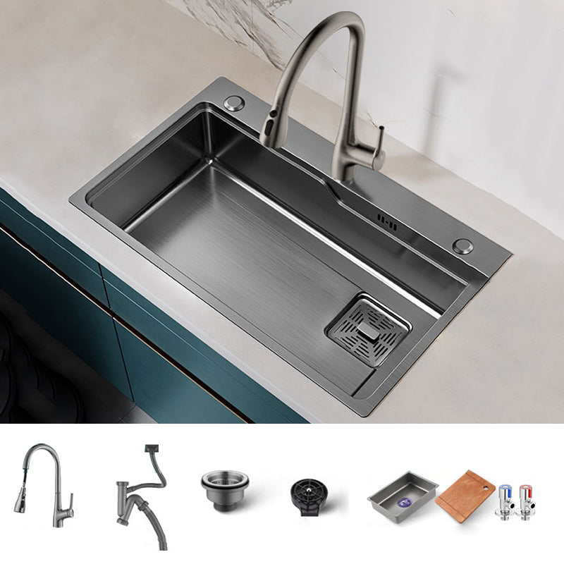 Classic Kitchen Sink Stainless Steel Friction Resistant Kitchen Sink with Faucet Sink with Faucet Silver-Gray Clearhalo 'Home Improvement' 'home_improvement' 'home_improvement_kitchen_sinks' 'Kitchen Remodel & Kitchen Fixtures' 'Kitchen Sinks & Faucet Components' 'Kitchen Sinks' 'kitchen_sinks' 6365815