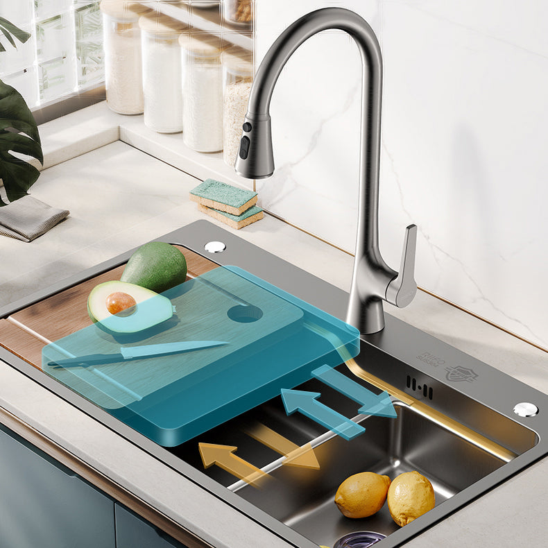 Classic Kitchen Sink Stainless Steel Friction Resistant Kitchen Sink with Faucet Clearhalo 'Home Improvement' 'home_improvement' 'home_improvement_kitchen_sinks' 'Kitchen Remodel & Kitchen Fixtures' 'Kitchen Sinks & Faucet Components' 'Kitchen Sinks' 'kitchen_sinks' 6365816