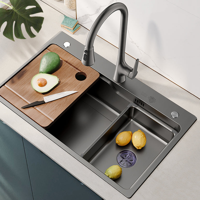 Classic Kitchen Sink Stainless Steel Friction Resistant Kitchen Sink with Faucet Clearhalo 'Home Improvement' 'home_improvement' 'home_improvement_kitchen_sinks' 'Kitchen Remodel & Kitchen Fixtures' 'Kitchen Sinks & Faucet Components' 'Kitchen Sinks' 'kitchen_sinks' 6365818