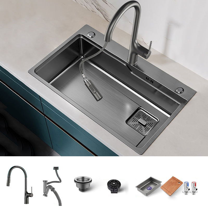 Classic Kitchen Sink Stainless Steel Friction Resistant Kitchen Sink with Faucet Sink with Faucet Gray Clearhalo 'Home Improvement' 'home_improvement' 'home_improvement_kitchen_sinks' 'Kitchen Remodel & Kitchen Fixtures' 'Kitchen Sinks & Faucet Components' 'Kitchen Sinks' 'kitchen_sinks' 6365819