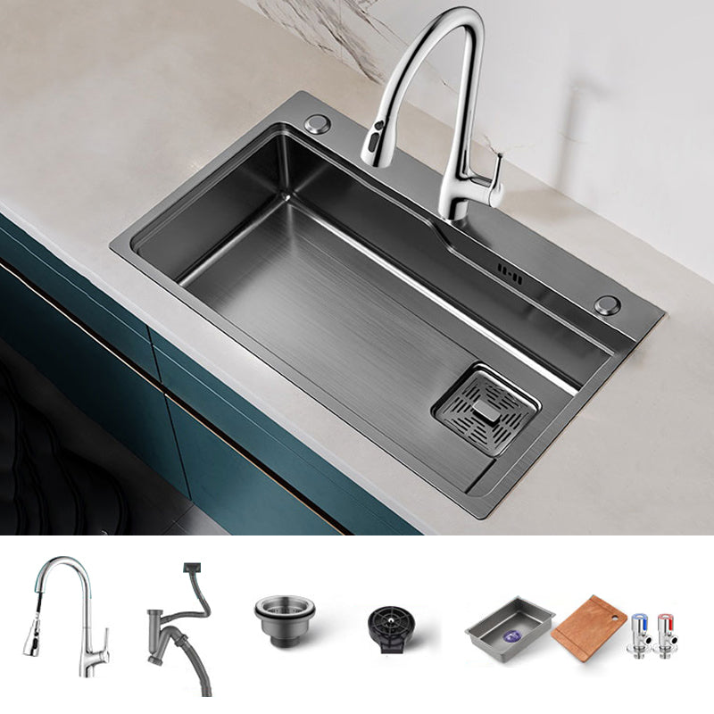 Classic Kitchen Sink Stainless Steel Friction Resistant Kitchen Sink with Faucet Sink with Faucet Stainless Steel Clearhalo 'Home Improvement' 'home_improvement' 'home_improvement_kitchen_sinks' 'Kitchen Remodel & Kitchen Fixtures' 'Kitchen Sinks & Faucet Components' 'Kitchen Sinks' 'kitchen_sinks' 6365820
