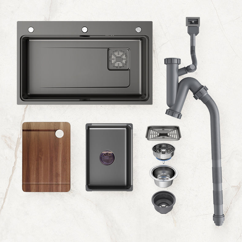 Classic Kitchen Sink Stainless Steel Friction Resistant Kitchen Sink with Faucet Clearhalo 'Home Improvement' 'home_improvement' 'home_improvement_kitchen_sinks' 'Kitchen Remodel & Kitchen Fixtures' 'Kitchen Sinks & Faucet Components' 'Kitchen Sinks' 'kitchen_sinks' 6365830