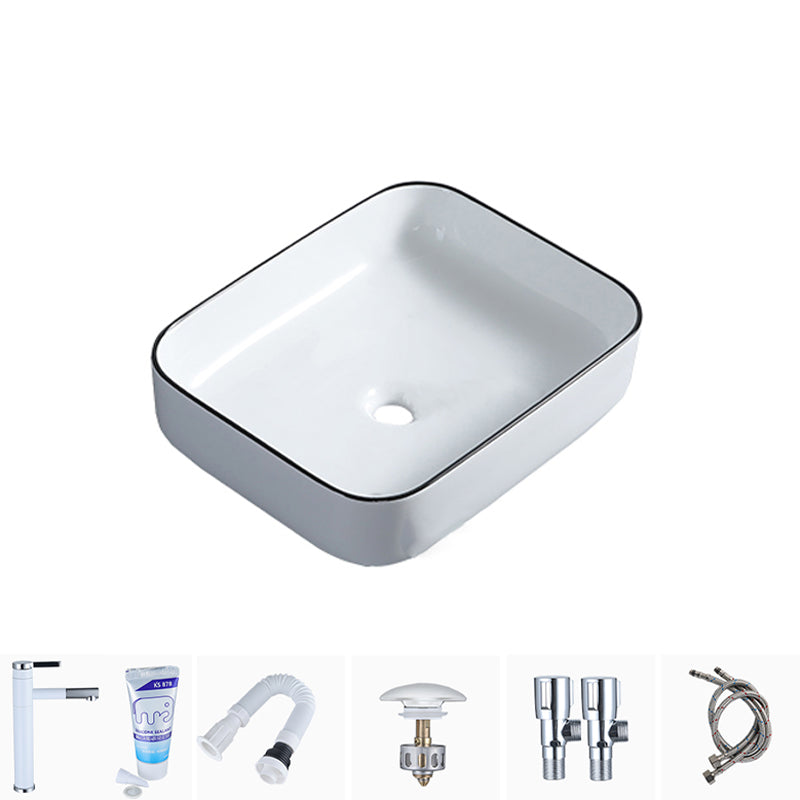 Modern Bathroom Sink with Single Faucet Hole Porcelain Rectangular Vessel Bathroom Sink 19.7"L x 15.7"W x 5.3"H Sink with Faucet Clearhalo 'Bathroom Remodel & Bathroom Fixtures' 'Bathroom Sinks & Faucet Components' 'Bathroom Sinks' 'bathroom_sink' 'Home Improvement' 'home_improvement' 'home_improvement_bathroom_sink' 6365851