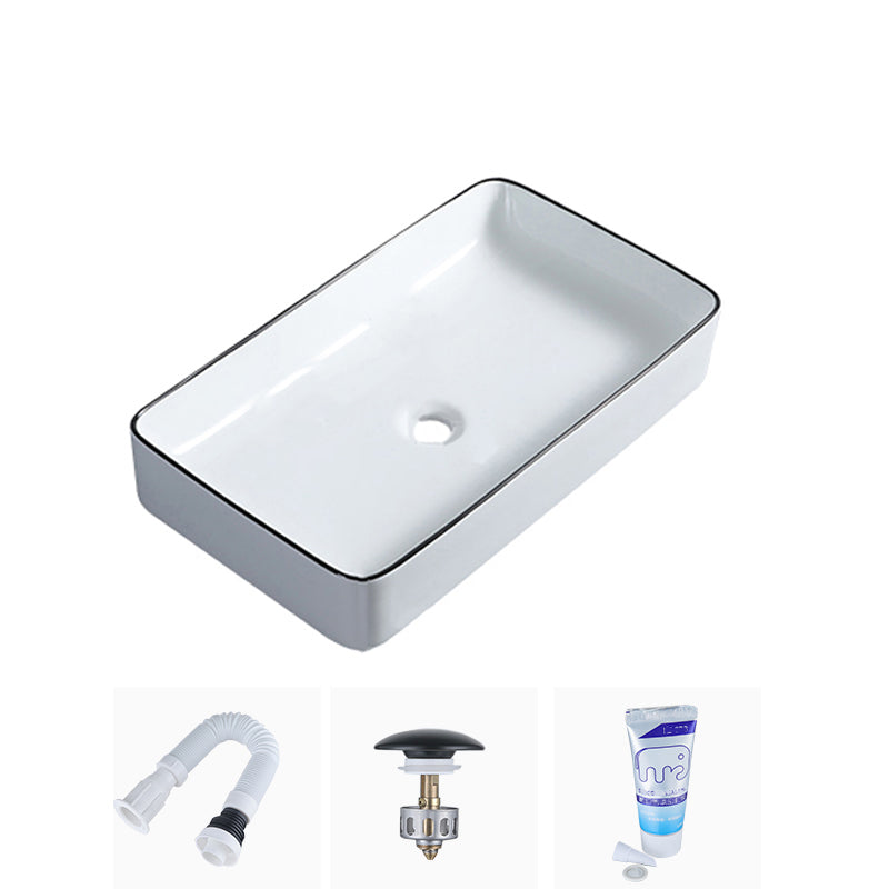 Modern Bathroom Sink with Single Faucet Hole Porcelain Rectangular Vessel Bathroom Sink 24"L x 14"W x 4"H Sink Clearhalo 'Bathroom Remodel & Bathroom Fixtures' 'Bathroom Sinks & Faucet Components' 'Bathroom Sinks' 'bathroom_sink' 'Home Improvement' 'home_improvement' 'home_improvement_bathroom_sink' 6365853