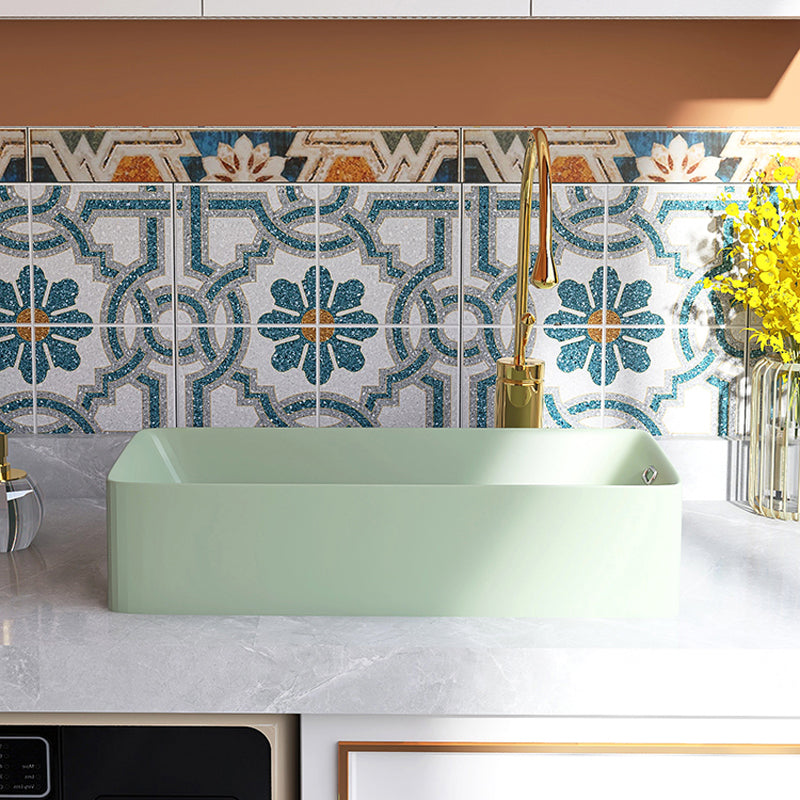 Contemporary Bathroom Sink with Single Faucet Hole Porcelain Rectangular Vessel Clearhalo 'Bathroom Remodel & Bathroom Fixtures' 'Bathroom Sinks & Faucet Components' 'Bathroom Sinks' 'bathroom_sink' 'Home Improvement' 'home_improvement' 'home_improvement_bathroom_sink' 6365867