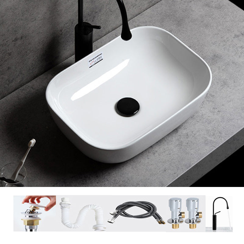 Contemporary Bathroom Sink Single Faucet Hole Solid Color Rectangular Vessel Sink 17.9"L x 12.8"W x 5.3"H Sink with Faucet Clearhalo 'Bathroom Remodel & Bathroom Fixtures' 'Bathroom Sinks & Faucet Components' 'Bathroom Sinks' 'bathroom_sink' 'Home Improvement' 'home_improvement' 'home_improvement_bathroom_sink' 6365904