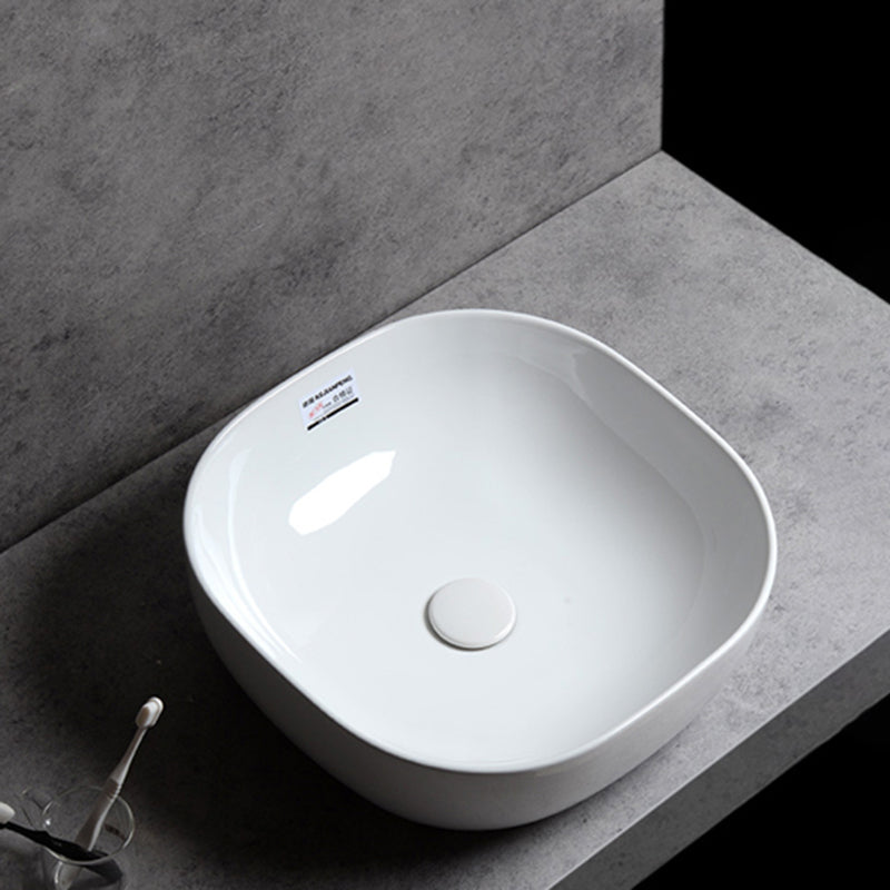 Contemporary Bathroom Sink Single Faucet Hole Solid Color Rectangular Vessel Sink Clearhalo 'Bathroom Remodel & Bathroom Fixtures' 'Bathroom Sinks & Faucet Components' 'Bathroom Sinks' 'bathroom_sink' 'Home Improvement' 'home_improvement' 'home_improvement_bathroom_sink' 6365909