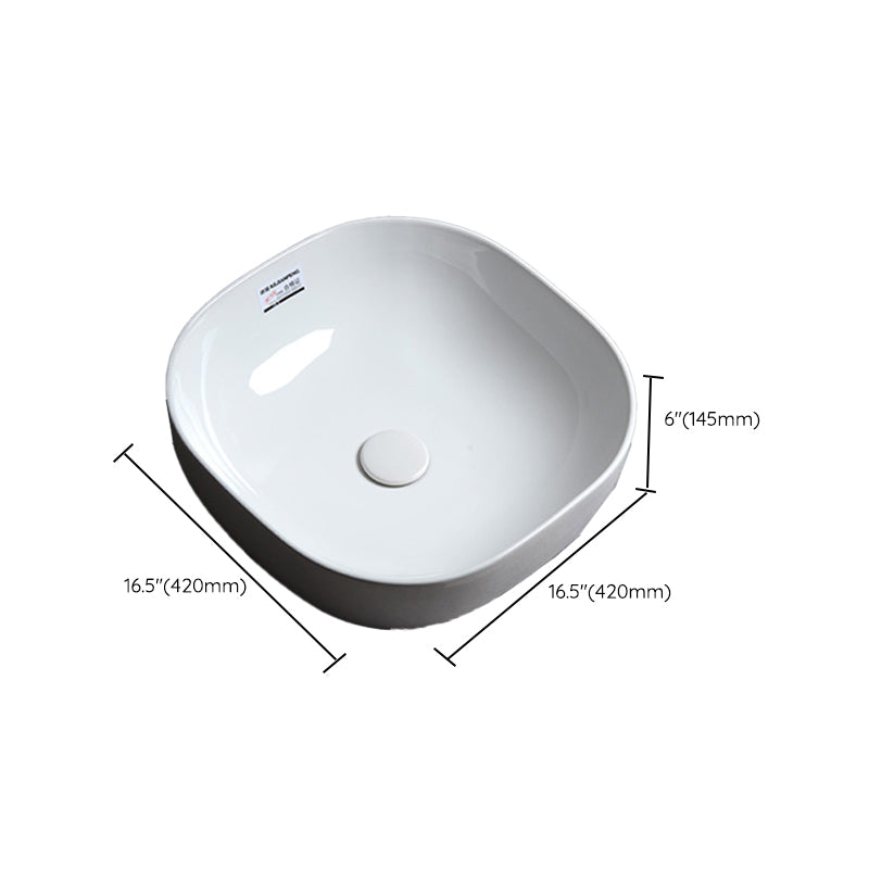 Contemporary Bathroom Sink Single Faucet Hole Solid Color Rectangular Vessel Sink Clearhalo 'Bathroom Remodel & Bathroom Fixtures' 'Bathroom Sinks & Faucet Components' 'Bathroom Sinks' 'bathroom_sink' 'Home Improvement' 'home_improvement' 'home_improvement_bathroom_sink' 6365913