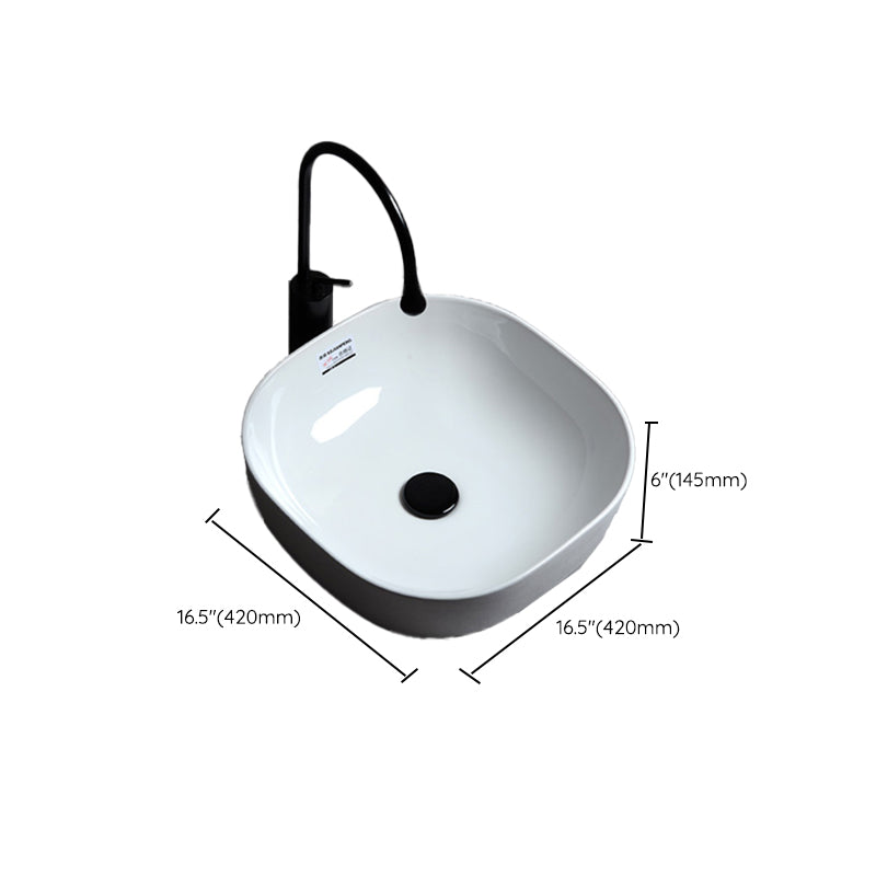 Contemporary Bathroom Sink Single Faucet Hole Solid Color Rectangular Vessel Sink Clearhalo 'Bathroom Remodel & Bathroom Fixtures' 'Bathroom Sinks & Faucet Components' 'Bathroom Sinks' 'bathroom_sink' 'Home Improvement' 'home_improvement' 'home_improvement_bathroom_sink' 6365917