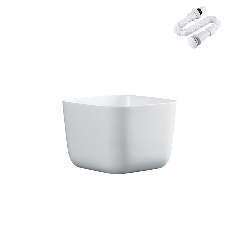 Modern Bathroom Sink with Single Faucet Hole Porcelain Rectangular Vessel Lavatory Sink 14.2"L x 14.2"W x 10"H Sink Clearhalo 'Bathroom Remodel & Bathroom Fixtures' 'Bathroom Sinks & Faucet Components' 'Bathroom Sinks' 'bathroom_sink' 'Home Improvement' 'home_improvement' 'home_improvement_bathroom_sink' 6365922
