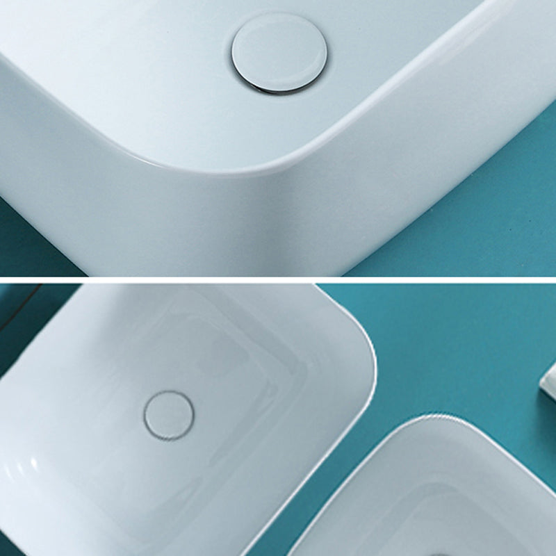 Modern Bathroom Sink with Single Faucet Hole Porcelain Rectangular Vessel Lavatory Sink Clearhalo 'Bathroom Remodel & Bathroom Fixtures' 'Bathroom Sinks & Faucet Components' 'Bathroom Sinks' 'bathroom_sink' 'Home Improvement' 'home_improvement' 'home_improvement_bathroom_sink' 6365930