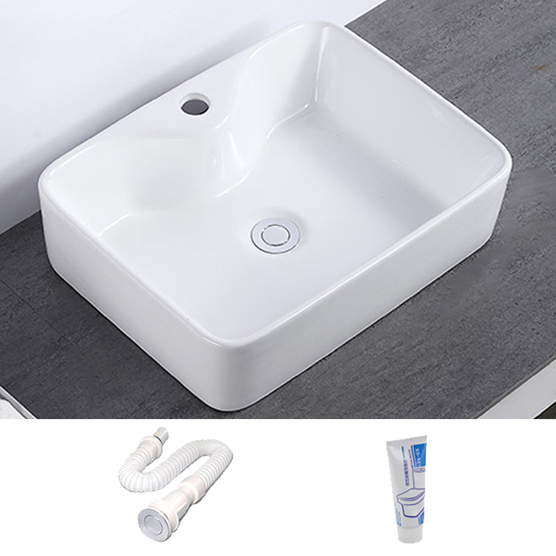 Modern Bathroom Sink Single Faucet Hole Porcelain Rectangular Vessel Bathroom Sink 18.9"L x 14.8"W x 5.3"H Sink Clearhalo 'Bathroom Remodel & Bathroom Fixtures' 'Bathroom Sinks & Faucet Components' 'Bathroom Sinks' 'bathroom_sink' 'Home Improvement' 'home_improvement' 'home_improvement_bathroom_sink' 6365954