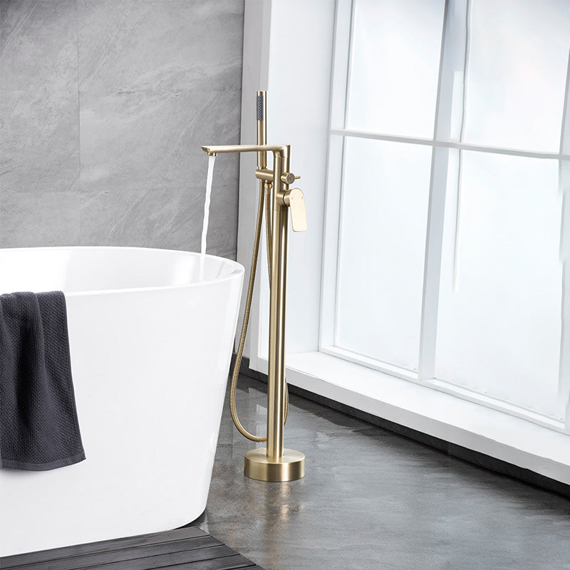 Modern Freestanding Bathtub Faucet Free Copper Standing Tub Filler Faucet Clearhalo 'Bathroom Remodel & Bathroom Fixtures' 'Bathtub Faucets' 'bathtub_faucets' 'Home Improvement' 'home_improvement' 'home_improvement_bathtub_faucets' 6365988